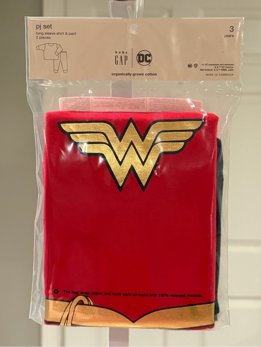 GAP Toddler Wonder Woman Pajama Set, 3 years